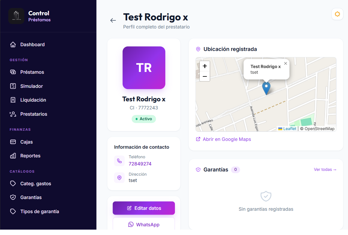 Datos del prestatario